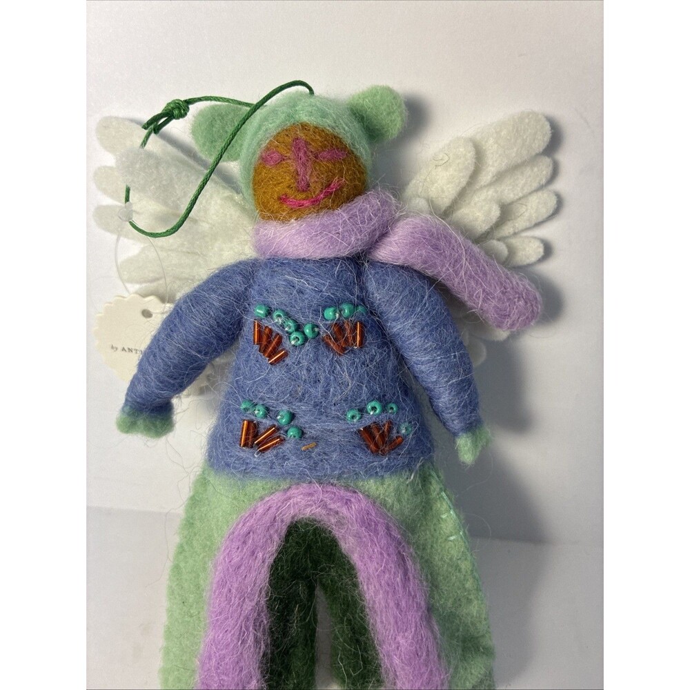 ANTHROPOLOGIE Christmas Ornament QUIRKY ANGEL GREEN New